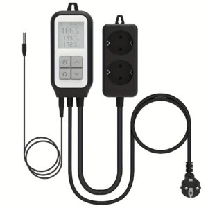 Regolatore di temperatura e termostato con Wi-Fi e spina europea da 230 V, dotato di presa digitale controllabile tramite app, con sonda termica, ideale per incubatrici, birrificazione, serre, terrari