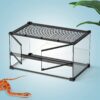 Terrario a doppia anta in vetro temperato per rettili, ideale per lucertole, camaleonti, iguane, gechi, serpenti, tartarughe e rane, dimensioni 50*30*25 cm / 19.69*11.81*9.84 pollici
