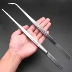 Set di pinzette lunghe in metallo | Punte dritte e curve, pinzette multifunzionali in acciaio inossidabile, pinze lunghe, durevoli e robuste, adatte per la cura dei bonsai, la manutenzione 'acquario, l'uso domestico e in ufficio